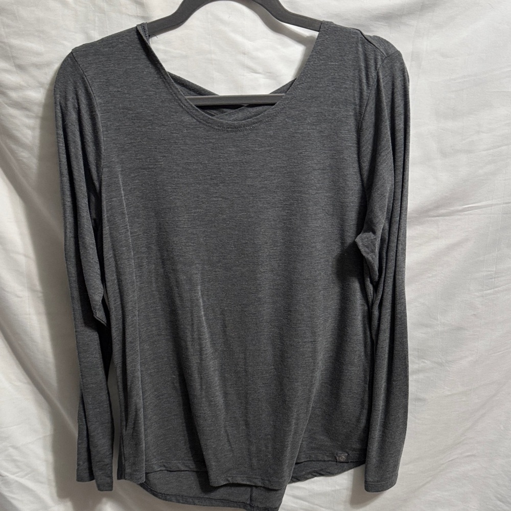 Bally Dark Gray Long Sleeve Women's Top with criss cross back.
